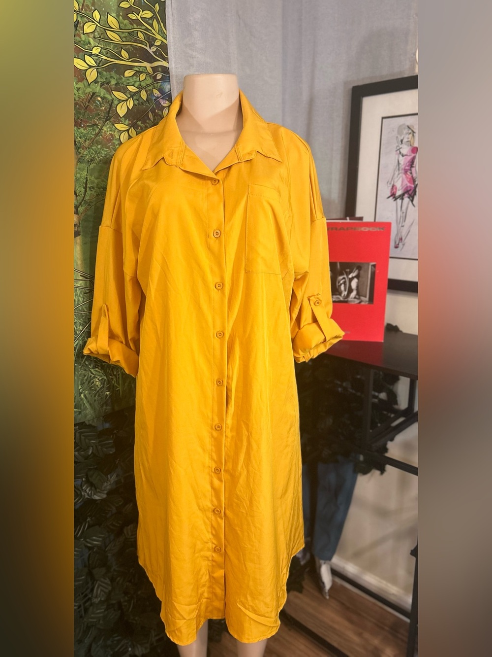 SHEIN Mustard Yellow Shirt Dress NWOT’s